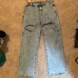 NWT Stylish Blue Jeans with Pearl and jewel Accents